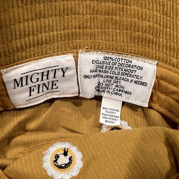 Yellow Corduroy Bucket Hat Urban Outfitters Mighty Fine Hat Trendy - Picture 3 of 3